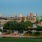 a park with a city in the background